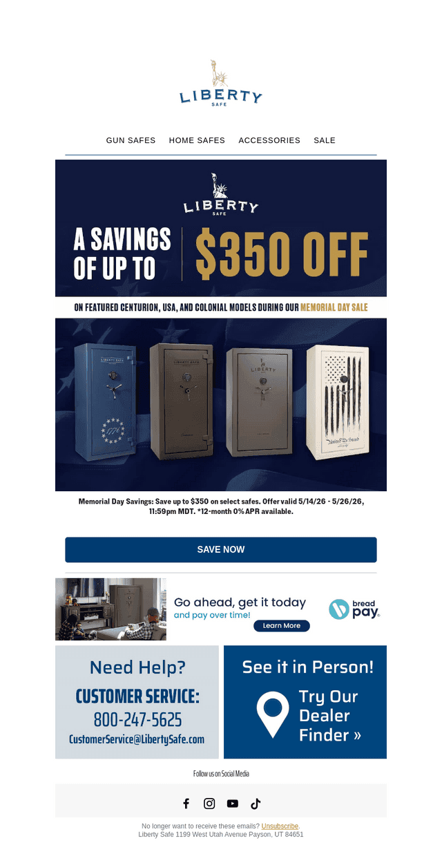 Liberty Safe email from Tue, May 26, 2026