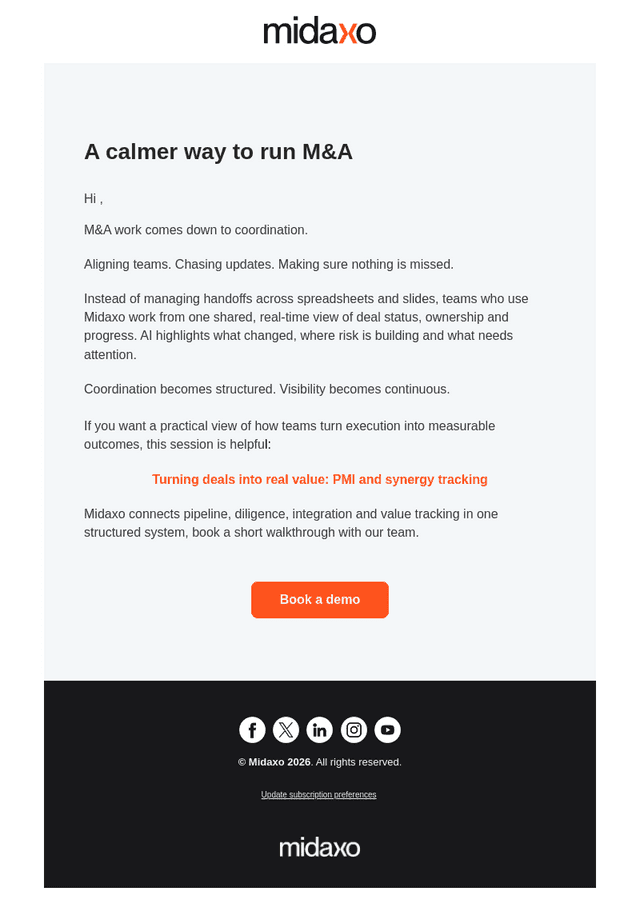 Midaxo email from Tue, May 26, 2026