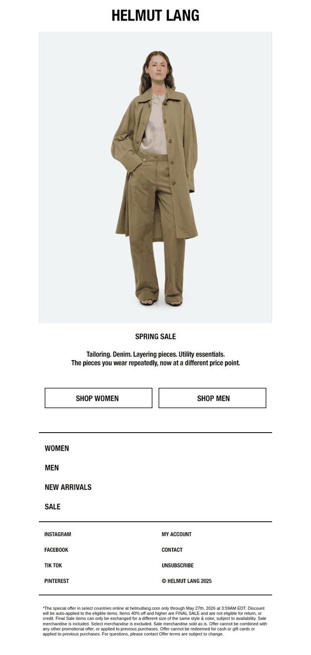 HELMUT LANG email from Tue, May 26, 2026
