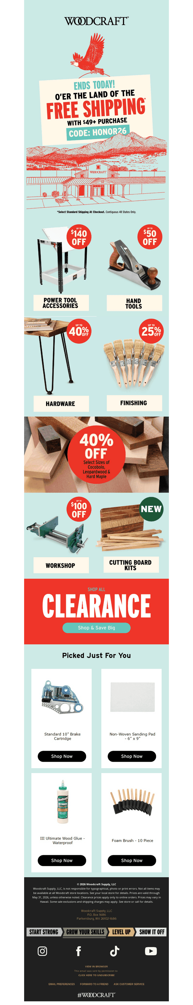 Woodcraft email from Tue, May 26, 2026