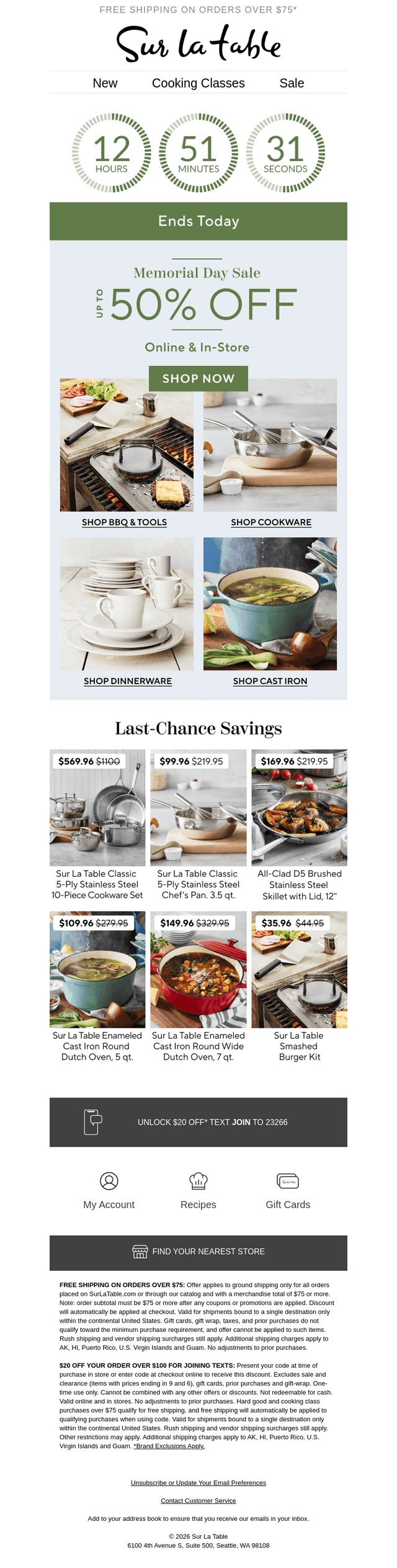 Sur La Table email from Tue, May 26, 2026