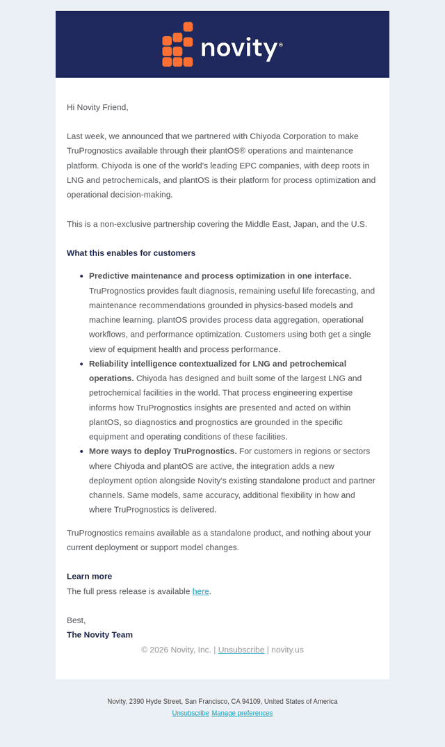 Novity email from Tue, May 26, 2026
