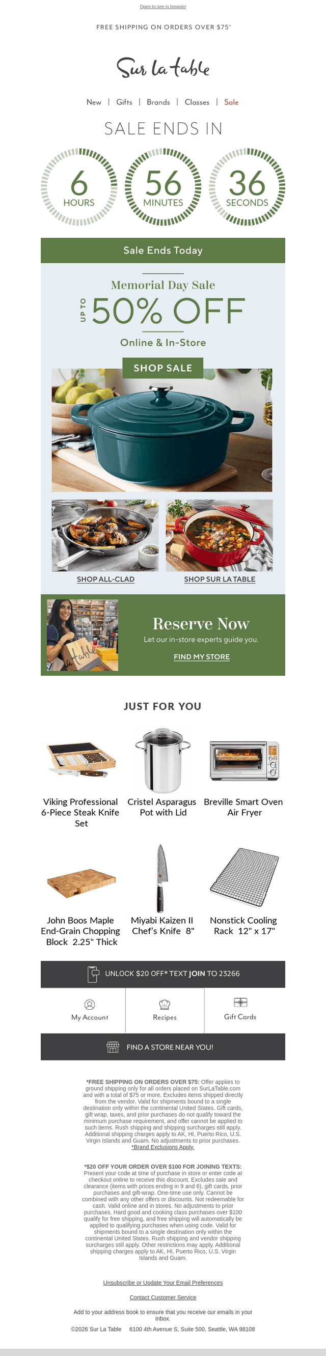 Sur La Table email from Wed, May 27, 2026
