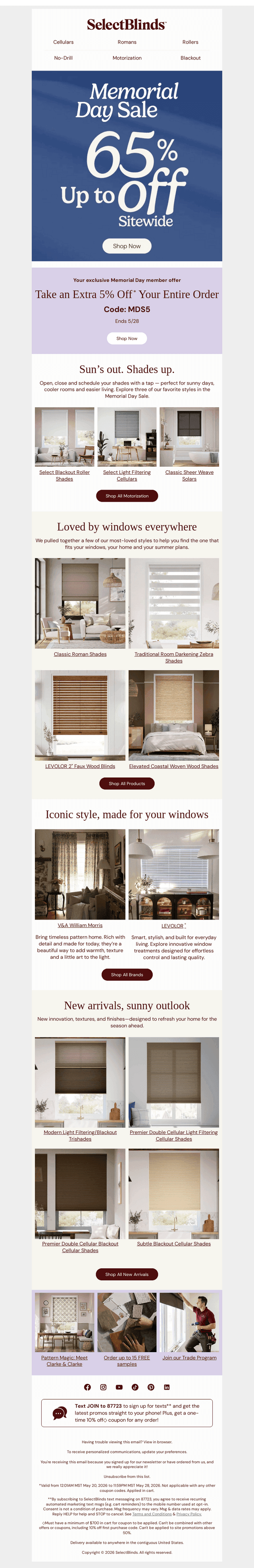 Select Blinds email from Wed, May 27, 2026