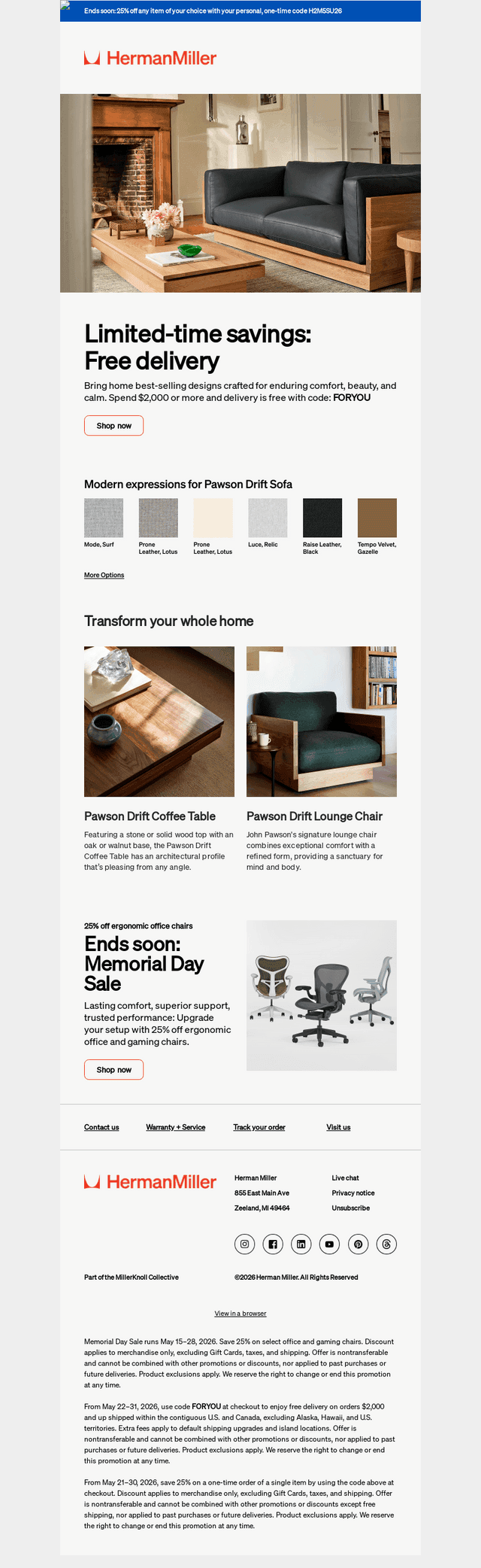 Save sitewide with free delivery