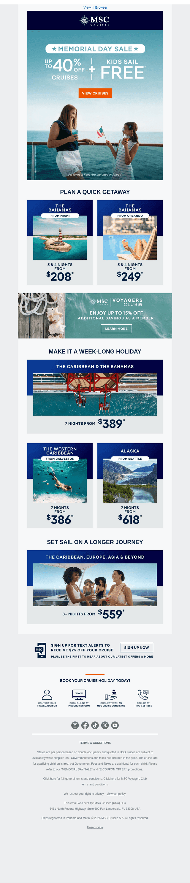 MSC Cruises email from Wed, May 27, 2026