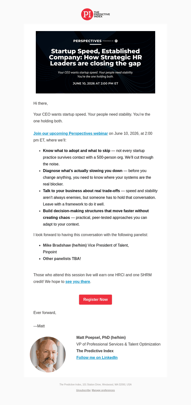The Predictive Index email from Wed, May 27, 2026