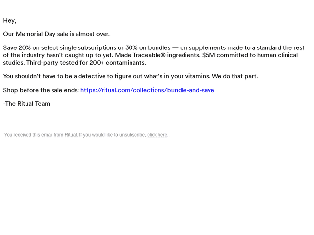 Ritual email from Thu, May 28, 2026