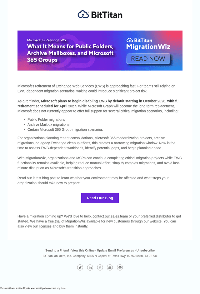 Reminder: EWS Deprecation Approaching!