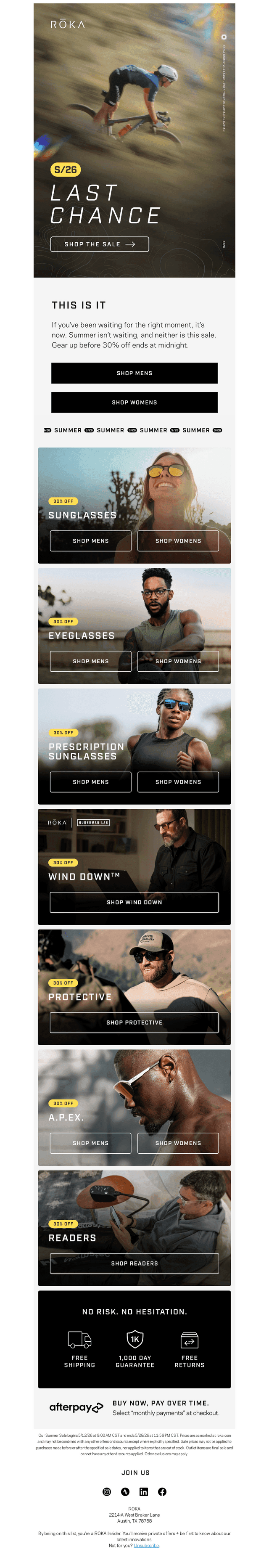 Roka Sports email from Thu, May 28, 2026