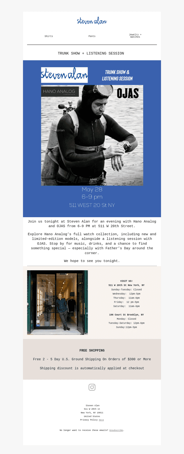Steven Alan email from Thu, May 28, 2026
