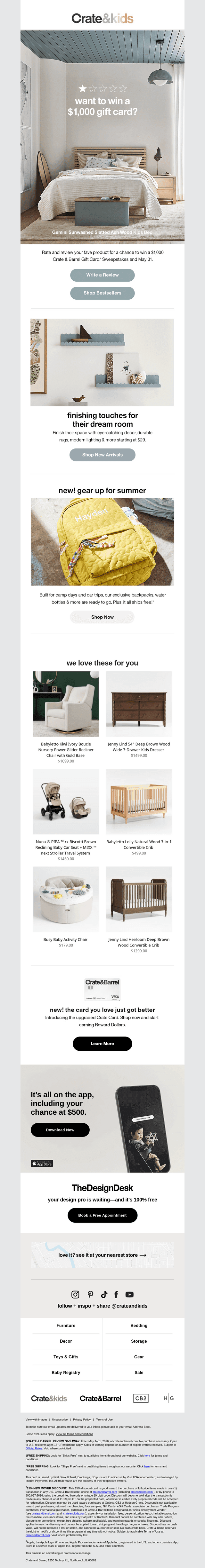 Crate and Barrel email from Thu, May 28, 2026