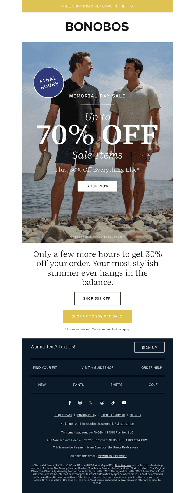 Bonobos email from Thu, May 28, 2026