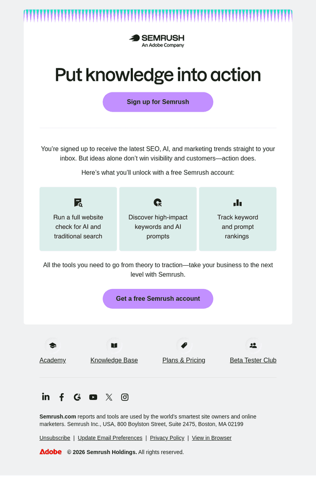Semrush email from Fri, May 29, 2026
