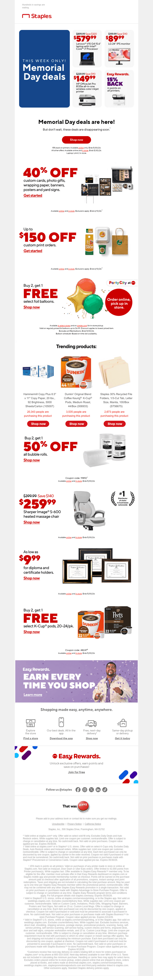 Staples email from Fri, May 29, 2026