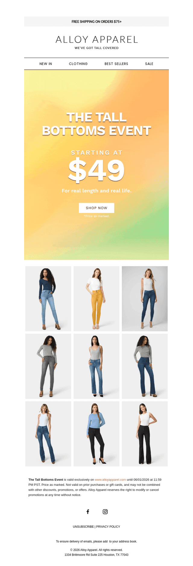 Alloy Apparel email from Fri, May 29, 2026