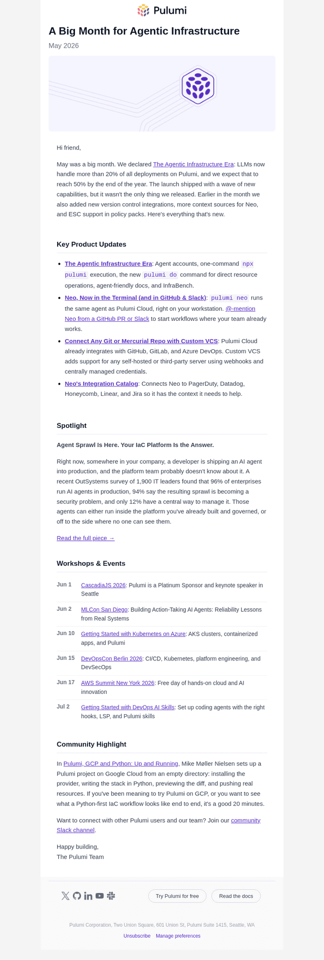 Pulumi email from Fri, May 29, 2026