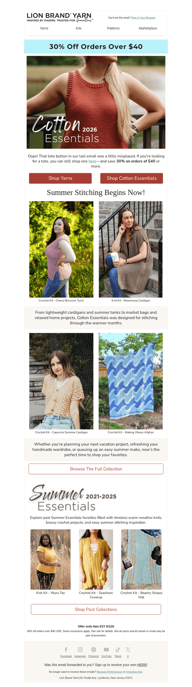 Lion Brand Yarn email from Fri, May 29, 2026