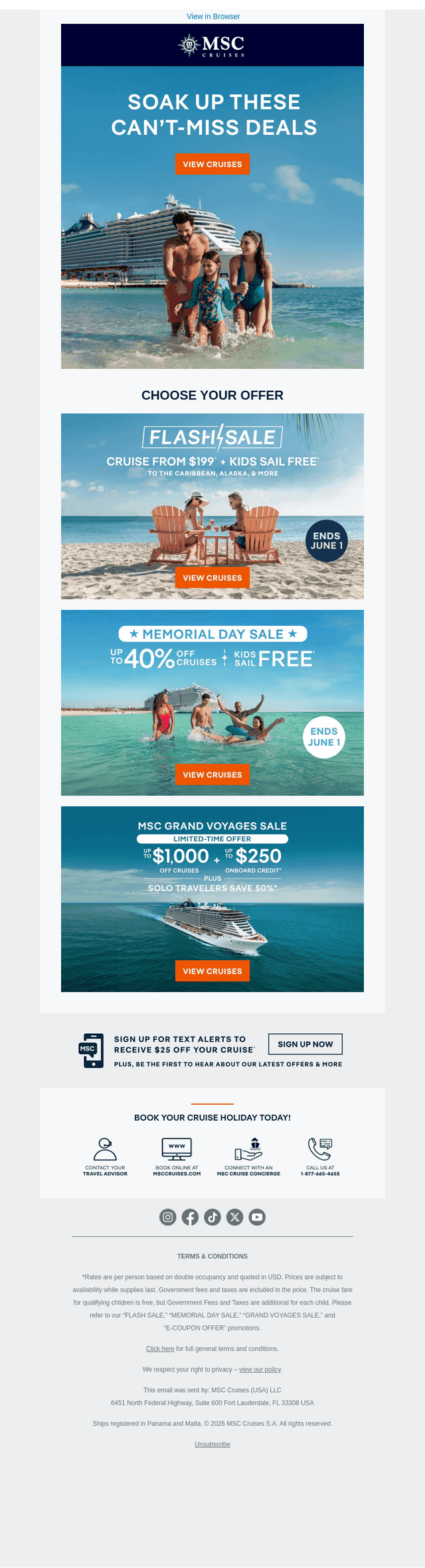 MSC Cruises email from Fri, May 29, 2026