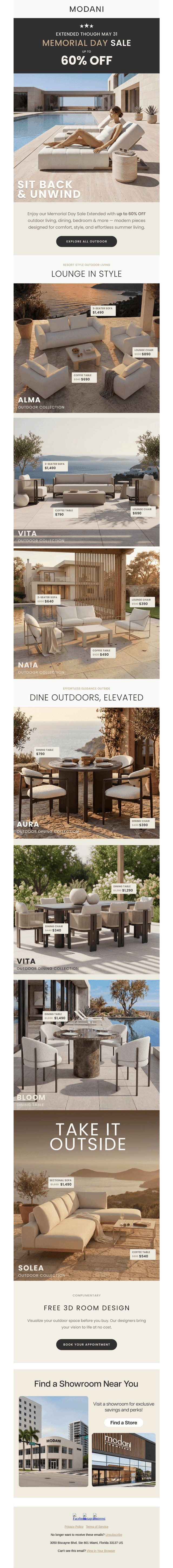 Modani Furniture email from Fri, May 29, 2026