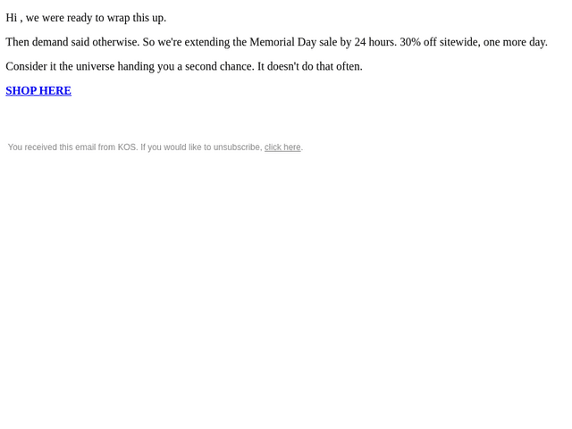 KOS email from Fri, May 29, 2026