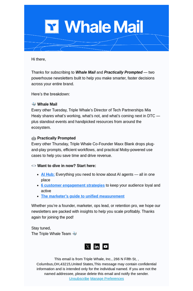 Triple Whale email from Sat, May 30, 2026