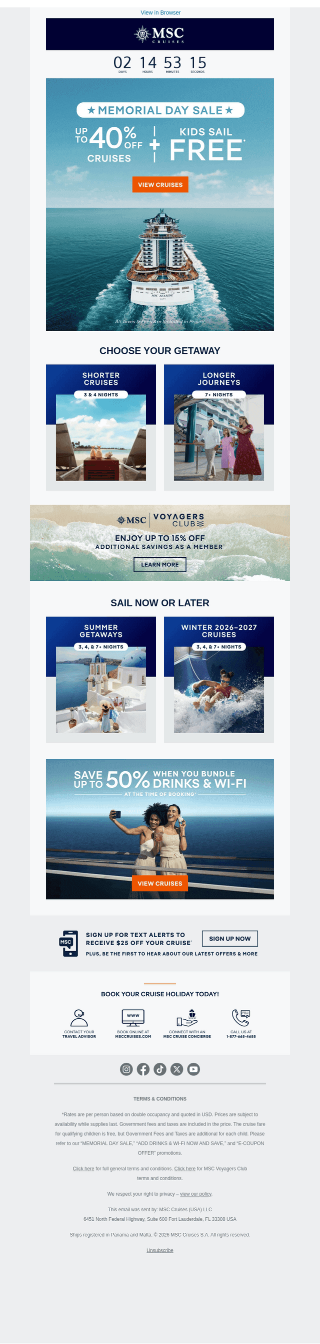 MSC Cruises email from Sat, May 30, 2026