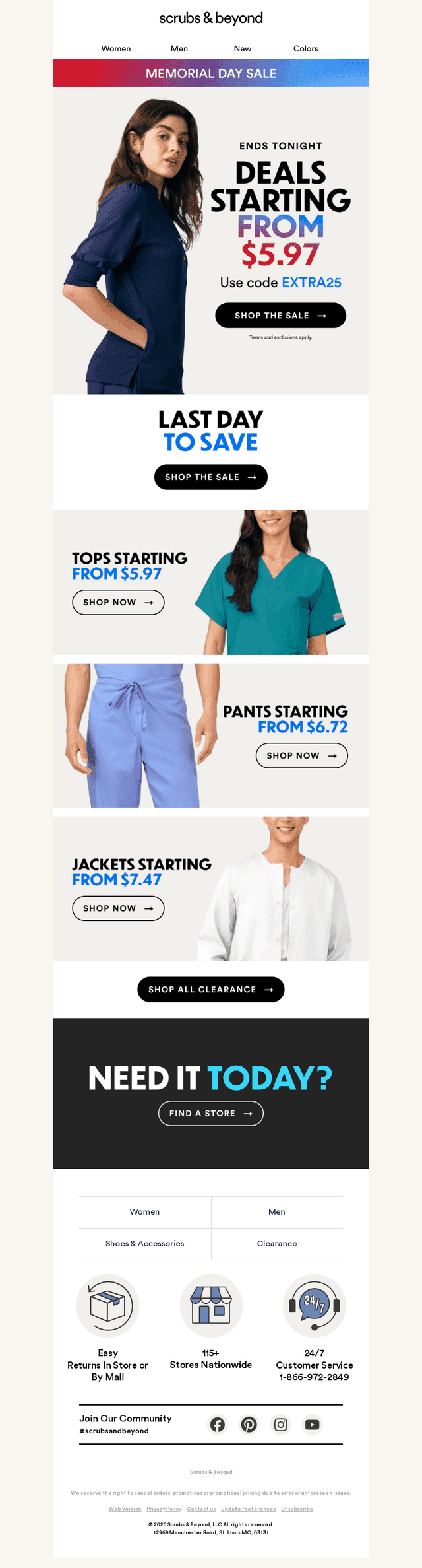 Scrubs & Beyond email from Sat, May 30, 2026