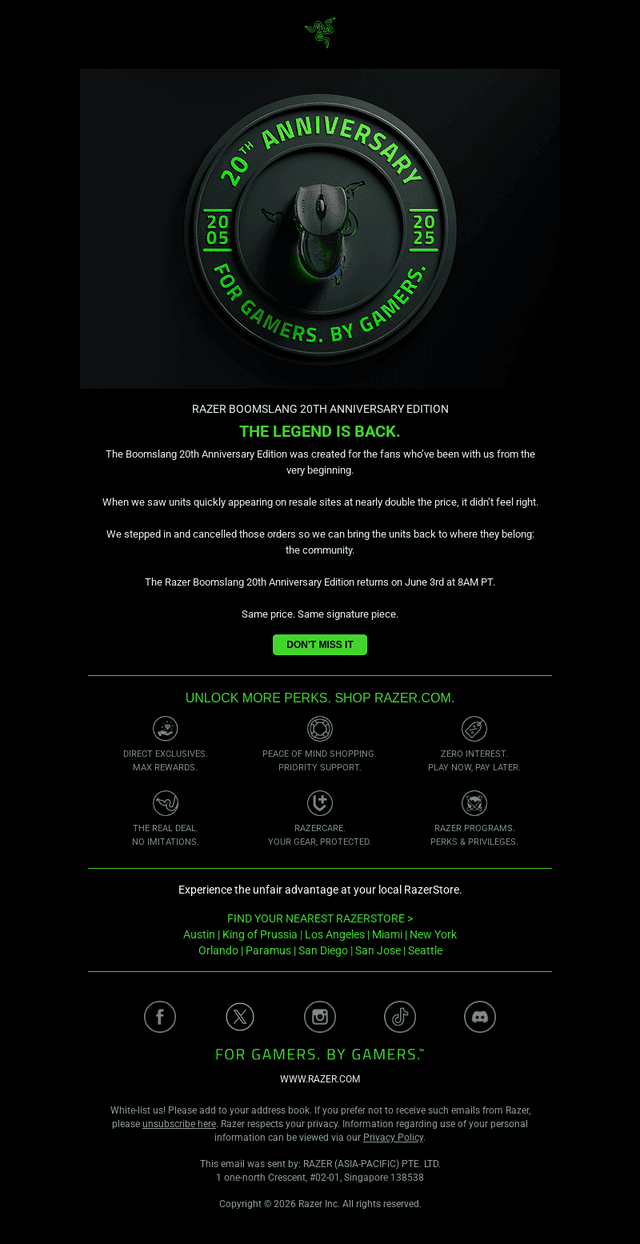 Razer email from Sat, May 30, 2026