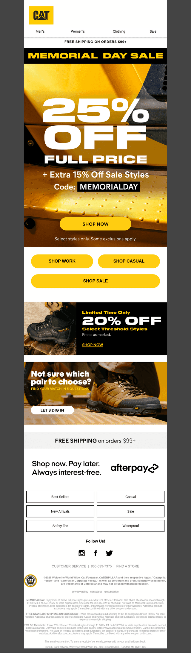 Cat Footwear email from Sat, May 30, 2026