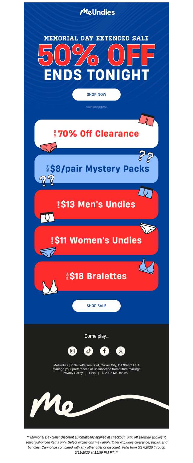 MeUndies email from Sun, May 31, 2026