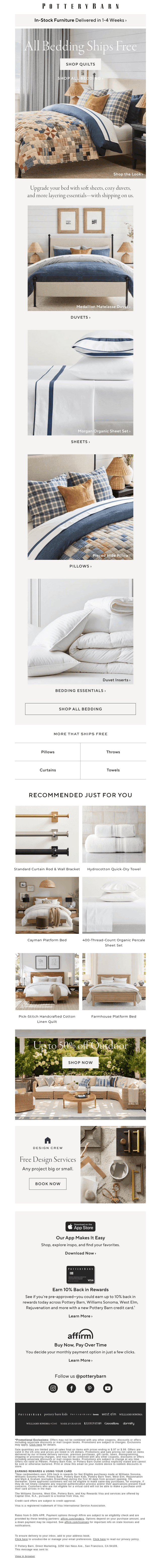 All bedding ships free: Start layering