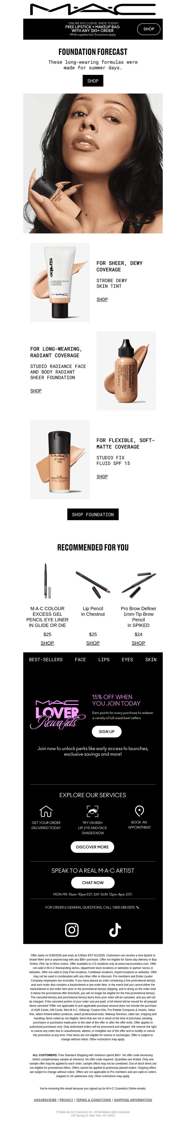 MAC Cosmetics email from Sun, May 31, 2026