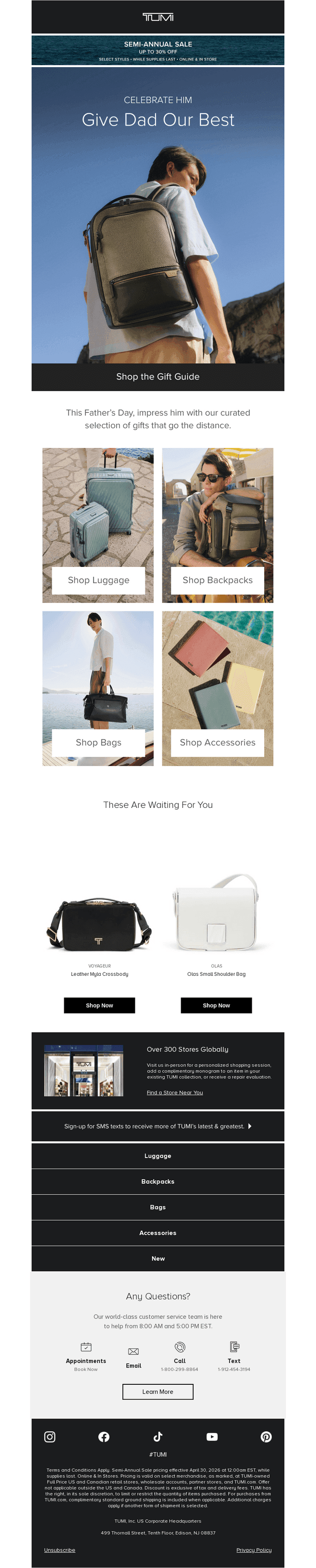 TUMI email from Sun, May 31, 2026