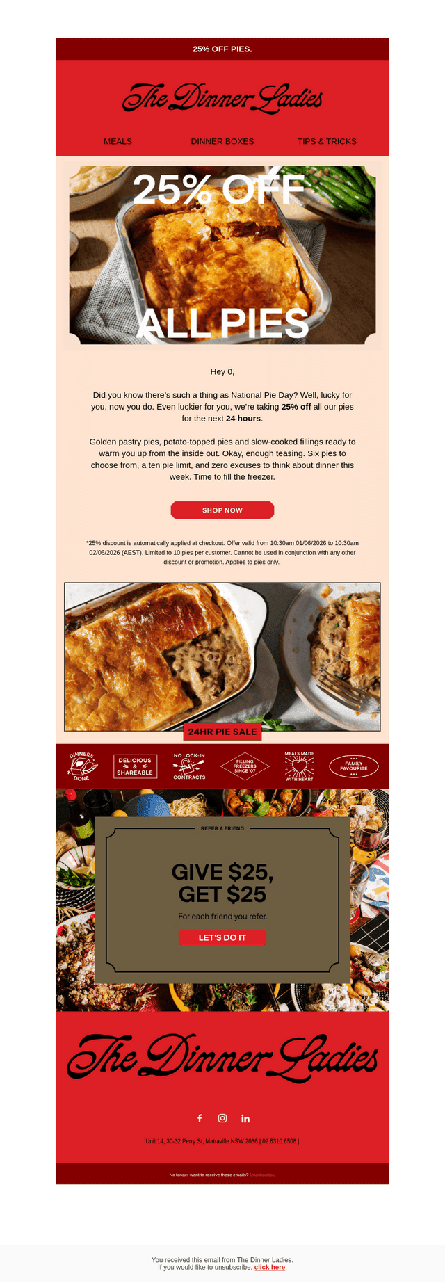 25% off all pies