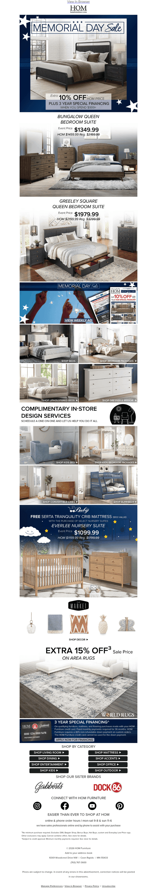 HOM Furniture email from Mon, Jun 1, 2026
