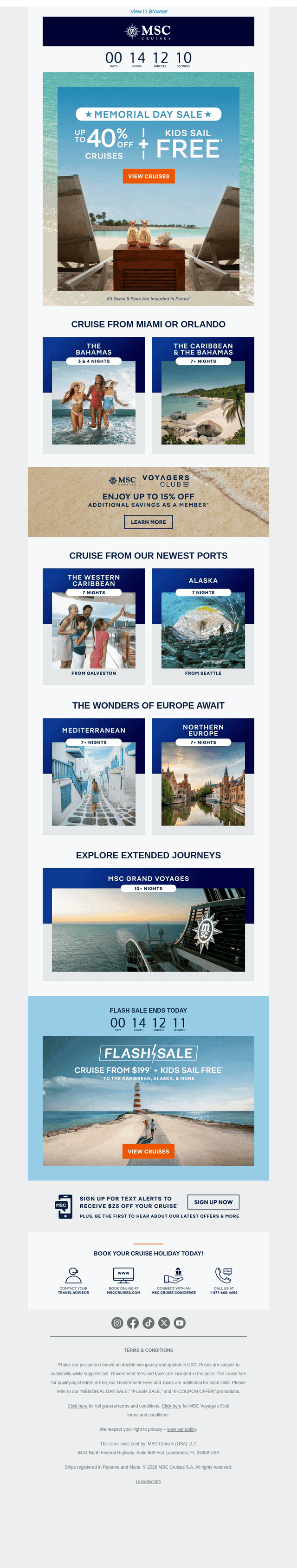 MSC Cruises email from Mon, Jun 1, 2026