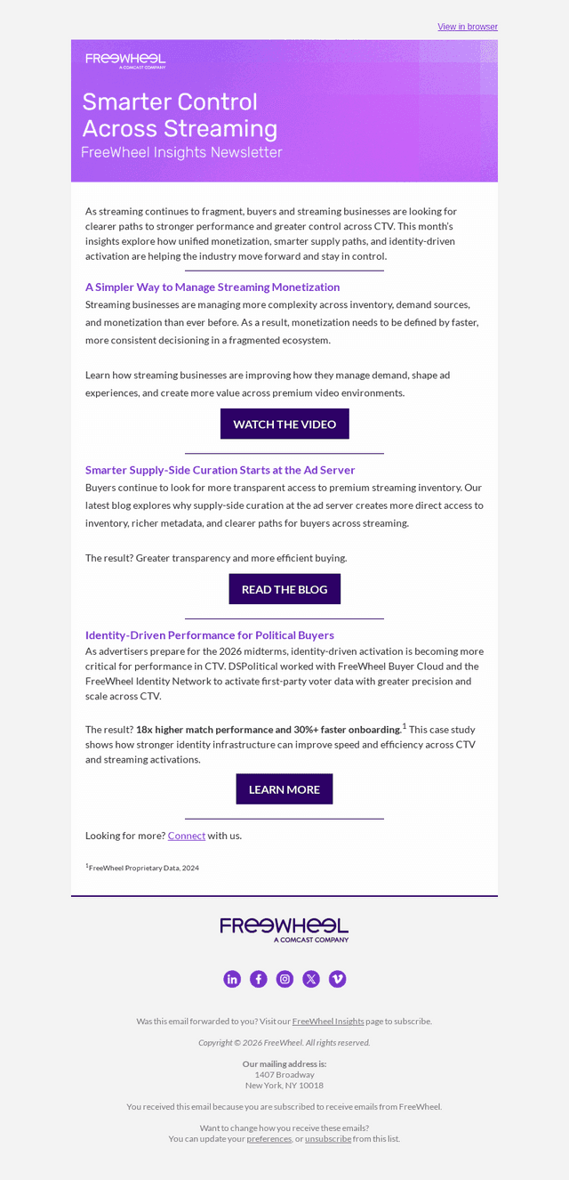 More Control Across Streaming