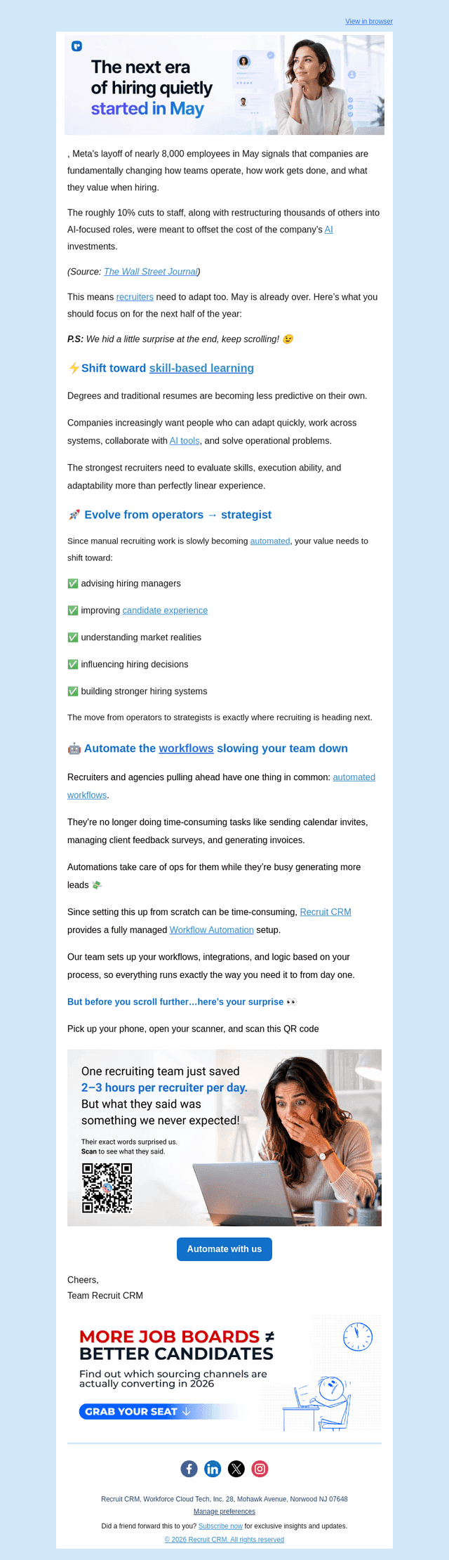 Recruit CRM email from Mon, Jun 1, 2026