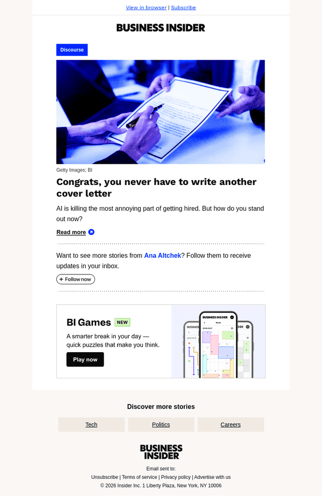 RIP cover letters