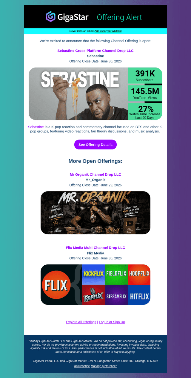 GigaStar email from Mon, Jun 1, 2026
