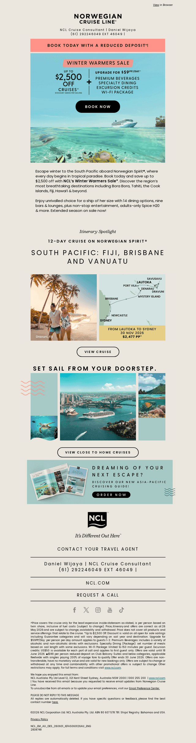 Norwegian Cruise Line email from Mon, Jun 1, 2026