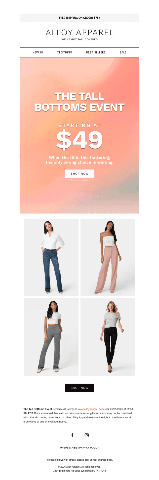 Final Call For Bottoms from $49+