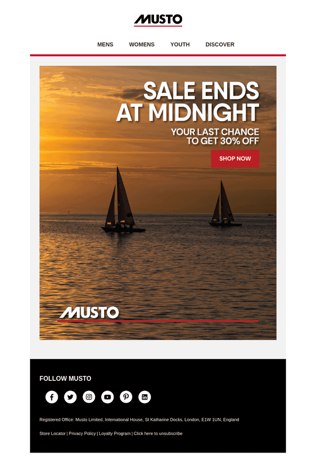 Sale ends at midnight!
