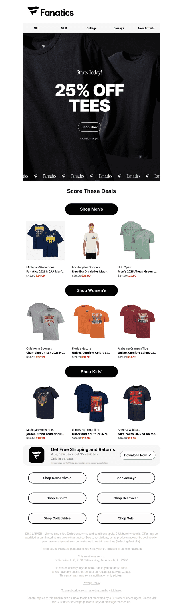 25% Off Tees Starts Now