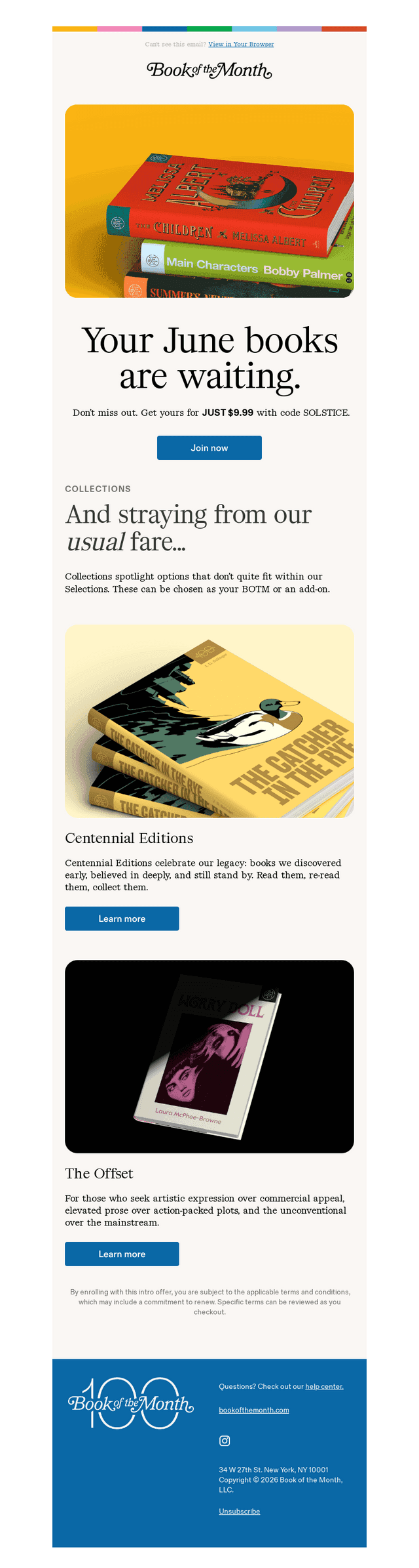 Book of the Month email from Tue, Jun 2, 2026