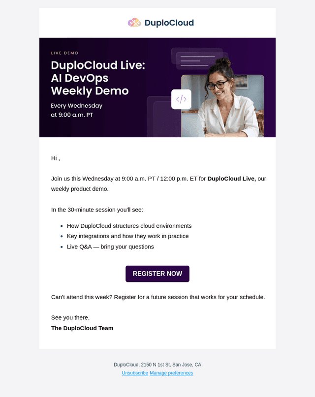 DuploCloud email from Tue, Jun 2, 2026