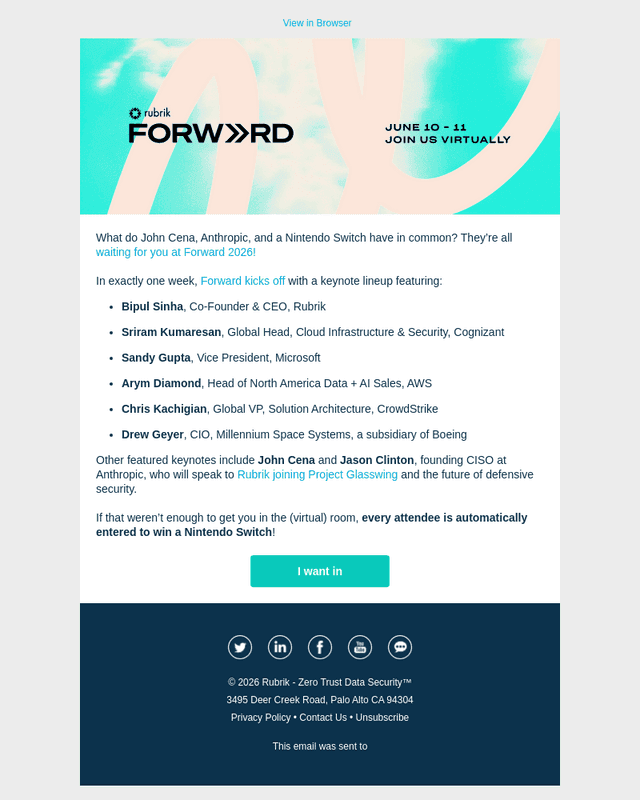 Rubrik email from Wed, Jun 3, 2026
