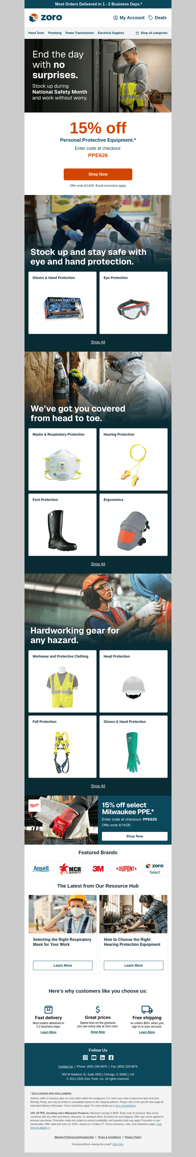 👷 15% off PPE—including Milwaukee 🔥