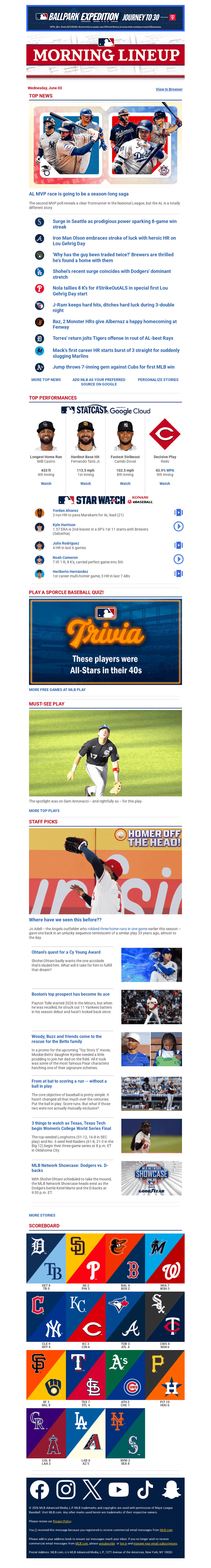 MLB email from Wed, Jun 3, 2026